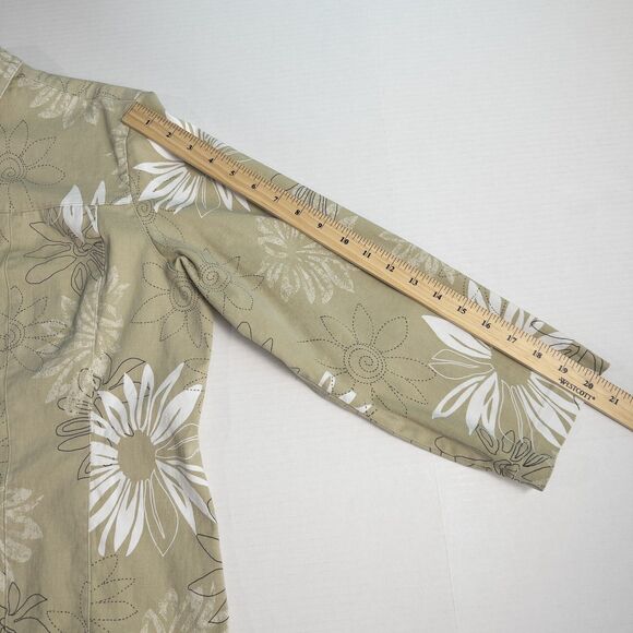 Additions by Chicos Floral Cotton Twill Button Jacket Womens 3 (XL) Khaki Beige - Picture 6 of 16